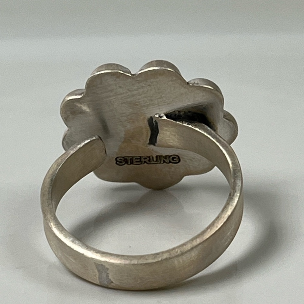 925 Solid Sterling Silver Brushed Matte Flower Be… - image 4